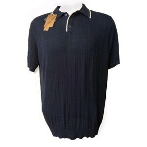 PJ Paul Jones Shirt Men's Size XL Polo Short Sleeve Texture Pullover Preppy Navy